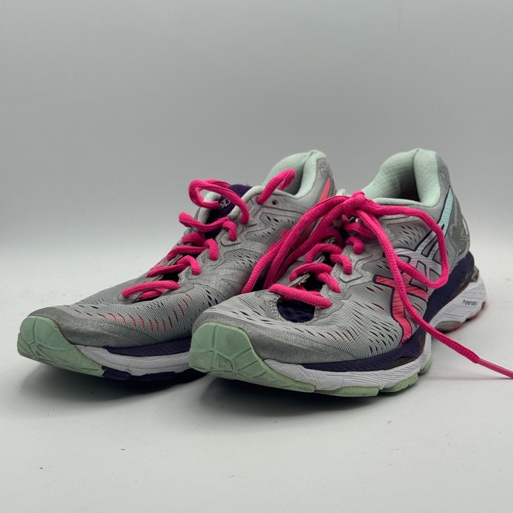 Asics Gel Kayano 24 Shoes Womens Size 8 Gray Pink Running FlyteFoam Sneakers